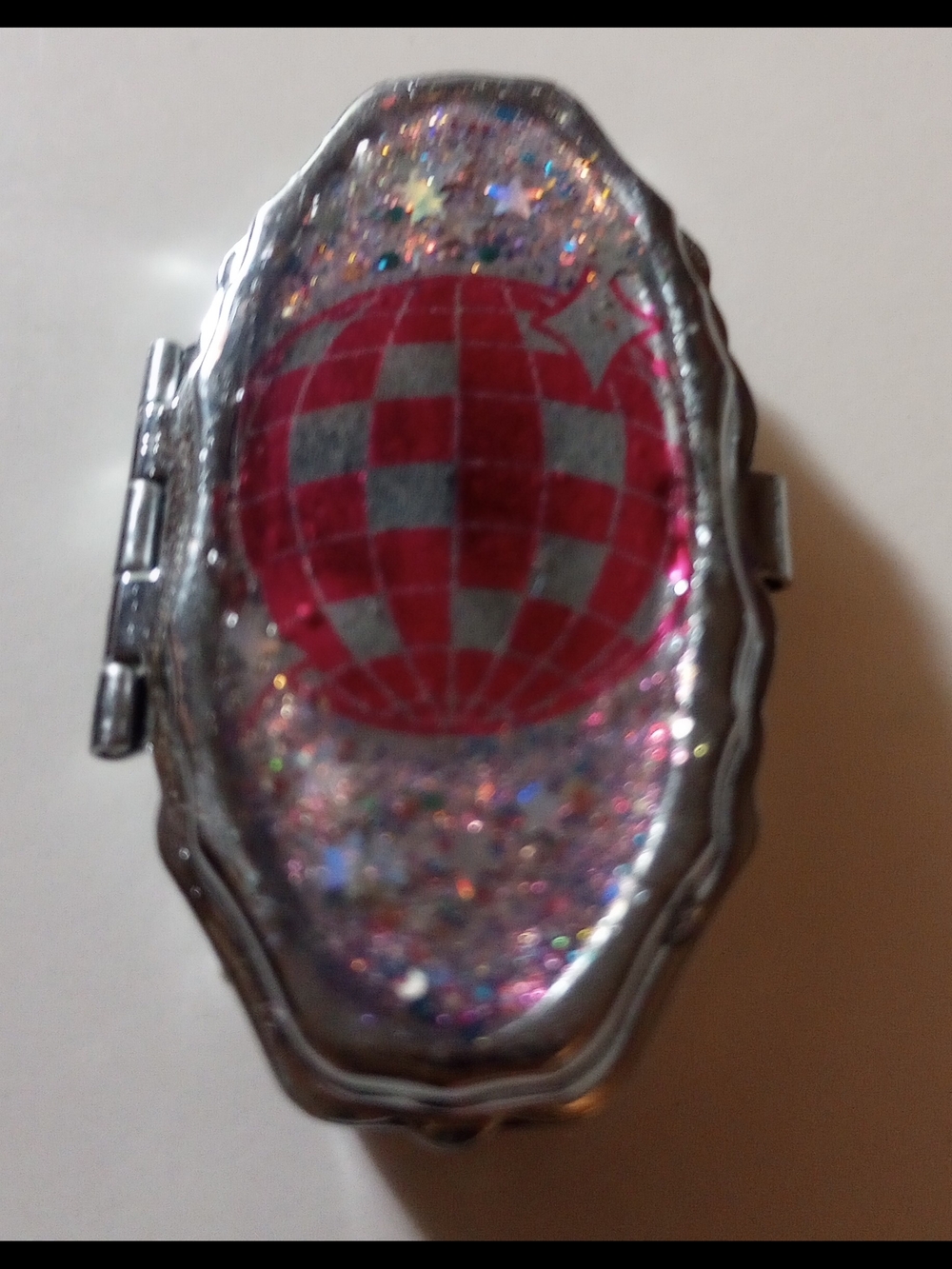 Glitter Disco Pill Case- Pink And Silver